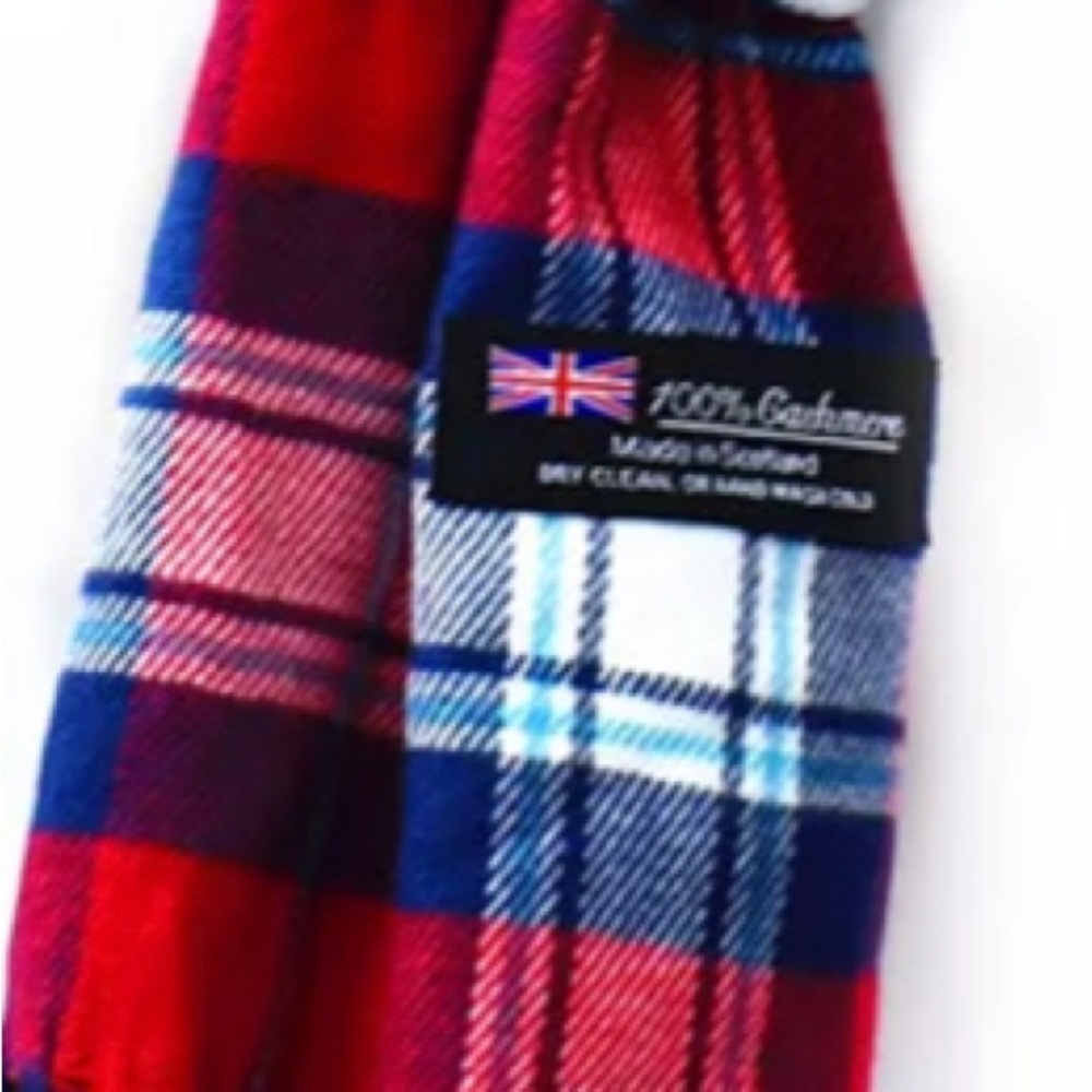 Cashmere plaid Scarf Red new - Picture 8 of 10